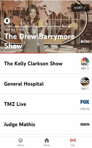 YouTube Live TV on mobile, Live View, CBS 2 Drew Barrymore Show